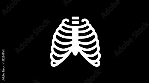 Minimalist Human Rib Cage X-Ray Silhouette Icon

