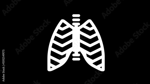 Minimalist Human Rib Cage X-Ray Silhouette Icon
