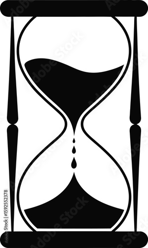 Illustration of an silhouette hourglass with sand flowing vector