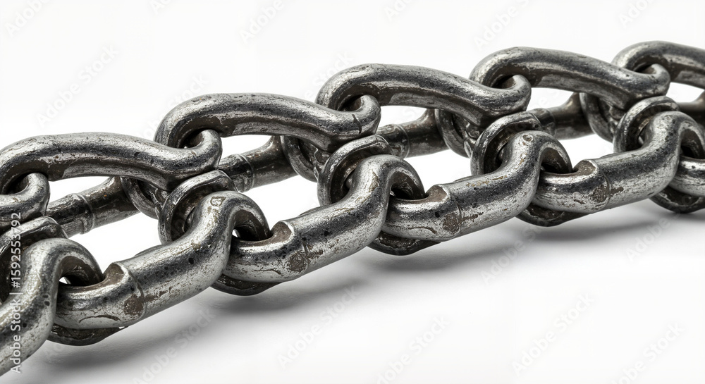 Fototapeta premium Metal chain link for strength and durability on a white background