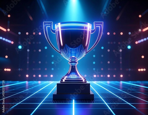 Trophy award winner prize achievement champion neon