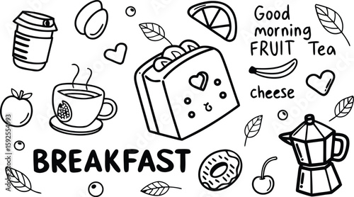 Fast food sketch for fastfood restaurant or bistro. Vector cheeseburger burger or hotdog sandwich snack, french fries or pizza and coffee or soda drink, taco and black burger.