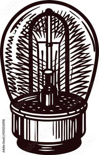 Hand drawn vintage incandescent light bulb isolated on white detailed sketch illustration of classic lamp