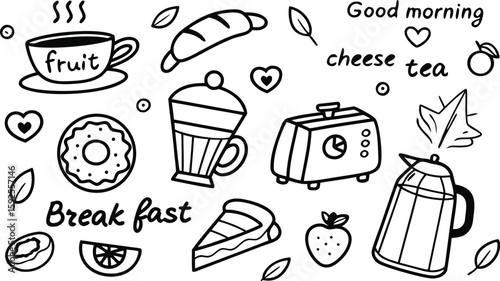 Fast food sketch for fastfood restaurant or bistro. Vector cheeseburger burger or hotdog sandwich snack, french fries or pizza and coffee or soda drink, taco and black burger.