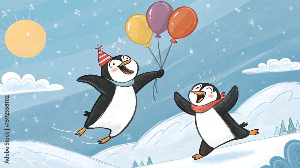 Fototapeta premium penguins on the snow