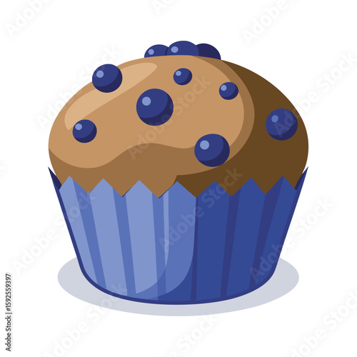 Delicious blueberry muffin, golden and moist, on a plain white surface.