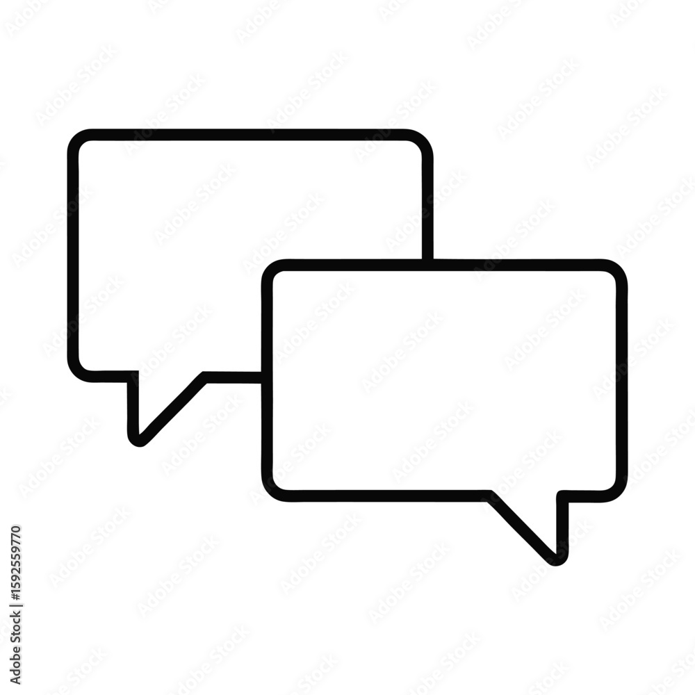 Naklejka premium Two overlapping speech bubbles icon for communication and messaging