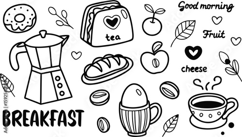 Fast food sketch for fastfood restaurant or bistro. Vector cheeseburger burger or hotdog sandwich snack, french fries or pizza and coffee or soda drink, taco and black burger.