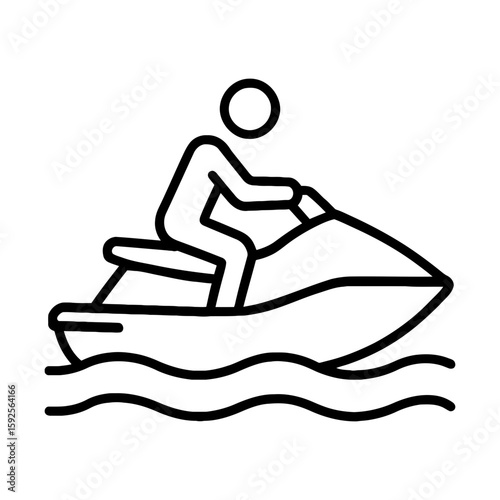 Jet Ski Rider on Watercraft Icon for Watersports and Outdoor Recreation