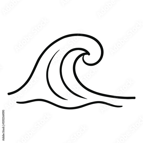 Wave Icon for Ocean and Sea in Minimal Line Art Illustration