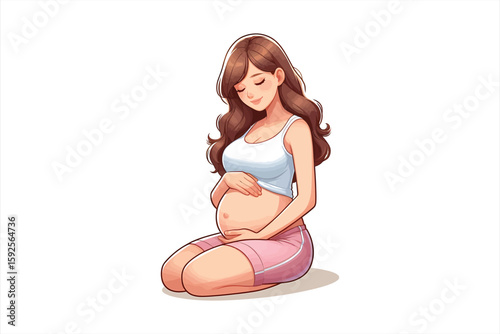 a pregnant woman flat vector design, isolated on a white background