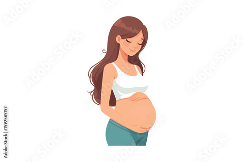 a pregnant woman flat vector design, isolated on a white background