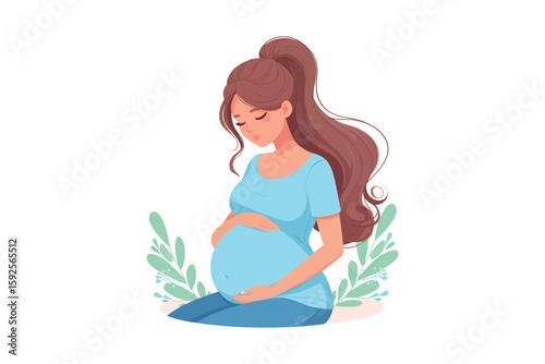 a pregnant woman flat vector design, isolated on a white background