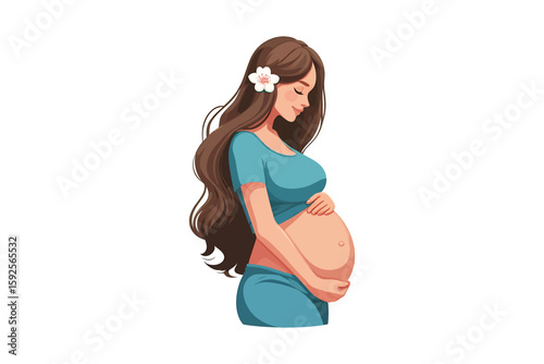 a pregnant woman flat vector design, isolated on a white background