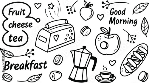 Fast food sketch for fastfood restaurant or bistro. Vector cheeseburger burger or hotdog sandwich snack, french fries or pizza and coffee or soda drink, taco and black burger.