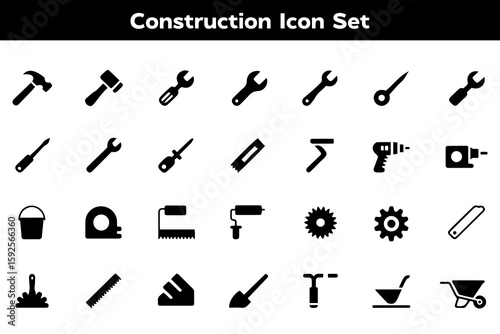 Construction Icon Set vector on white background.