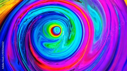 Wallpaper Mural Swirling neon vortex with bright rainbow colors spinning inward on a flat abstract background. Concept of hypnotic digital illusion Torontodigital.ca