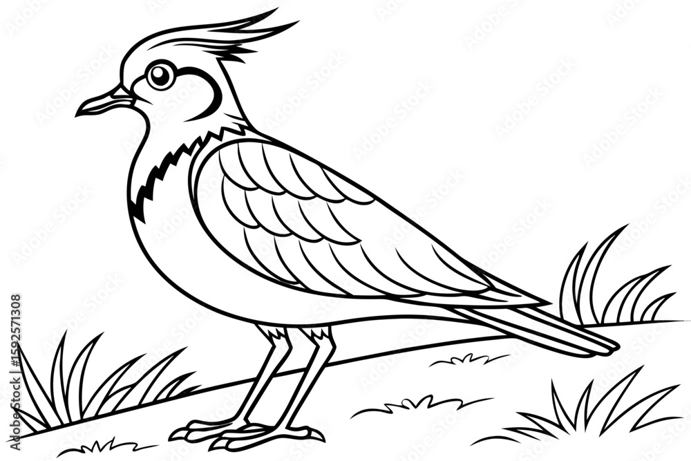 Fototapeta premium coloring page line art the lapwing black vector