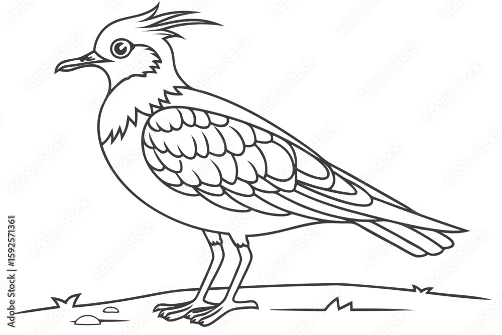 Fototapeta premium coloring page line art the lapwing black vector