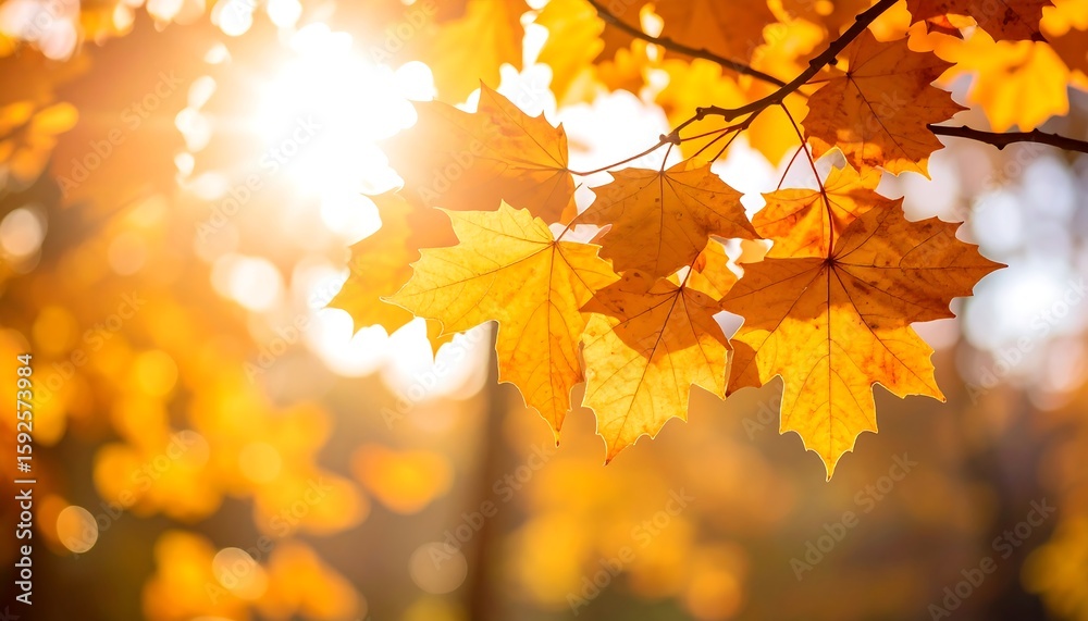 Fototapeta premium Autumn leaves bathed in sunlight (1)