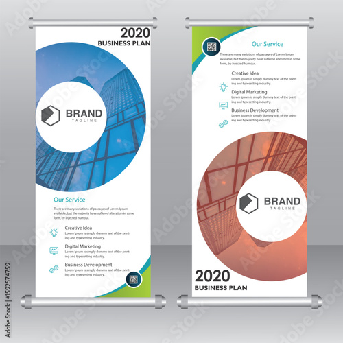 Business Roll Up Set. Standee Design. Banner Template, Abstract