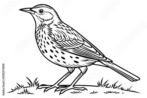 coloring page line art the lark bird black vector