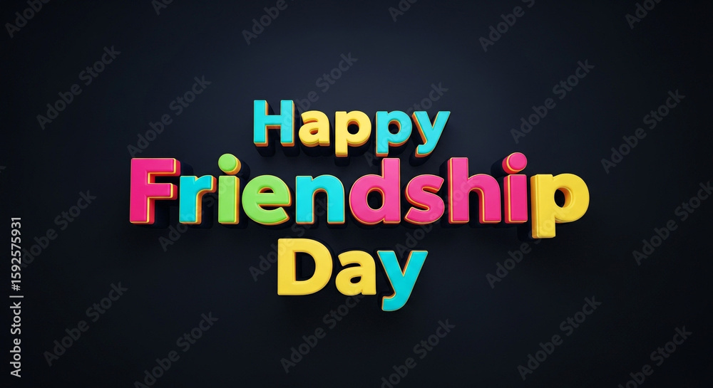 Obraz premium Happy friendship day in colorful 3d lettering