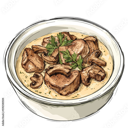 Pork in Creamy Mushroom Sauce Sketch