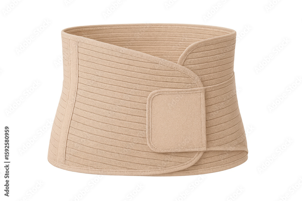 Fototapeta premium Beige postpartum support band isolated on transparent background