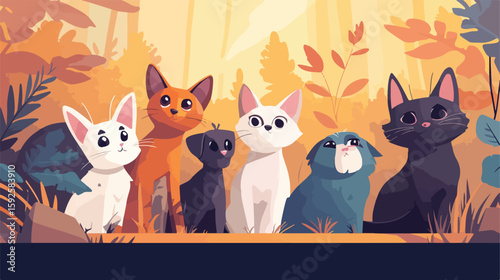 Pets and animals flat vector illustration