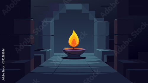 burning candle in the fireplace