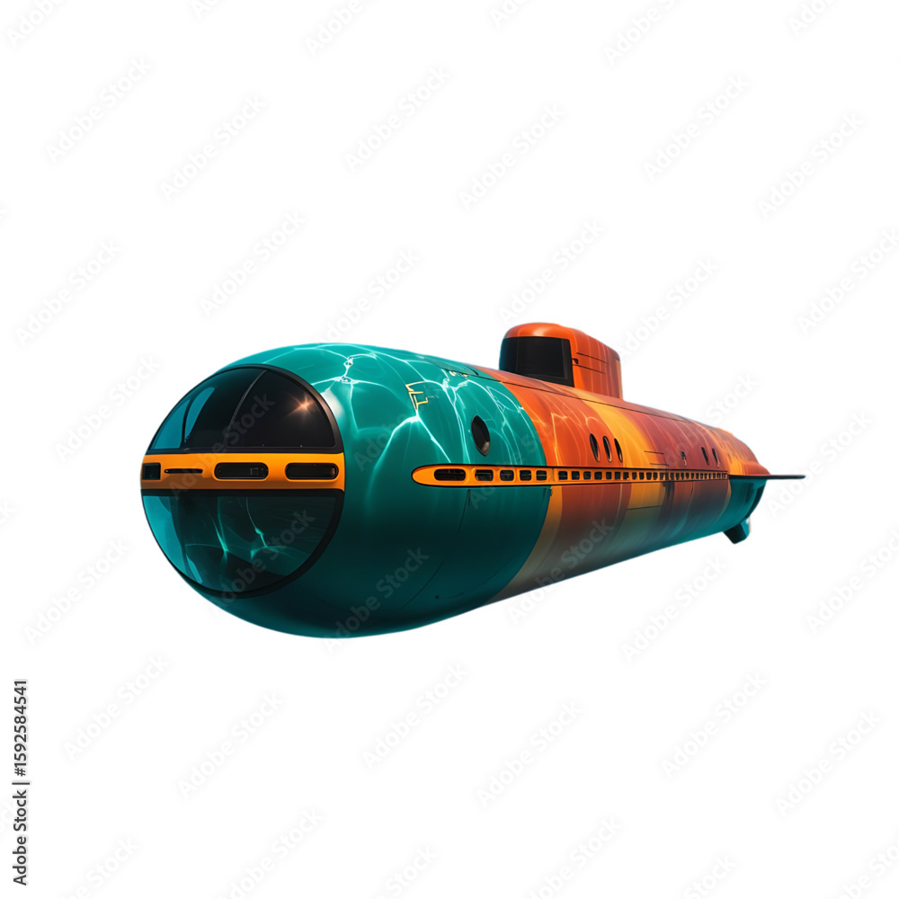 Fototapeta premium Vibrant Submarine for Underwater Exploration: Adventure, Discovery, and Deep Sea Travel