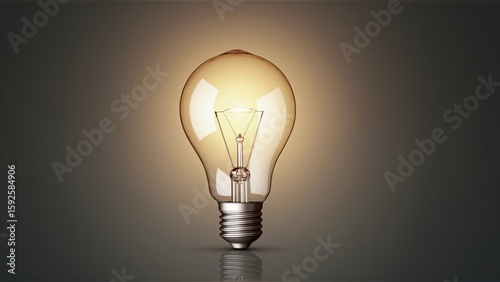 Illuminated lightbulb showcasing glowing filament casting soft light in a dark environment setting.