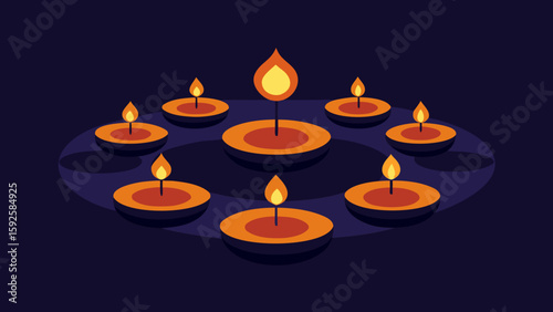burning candles on black background