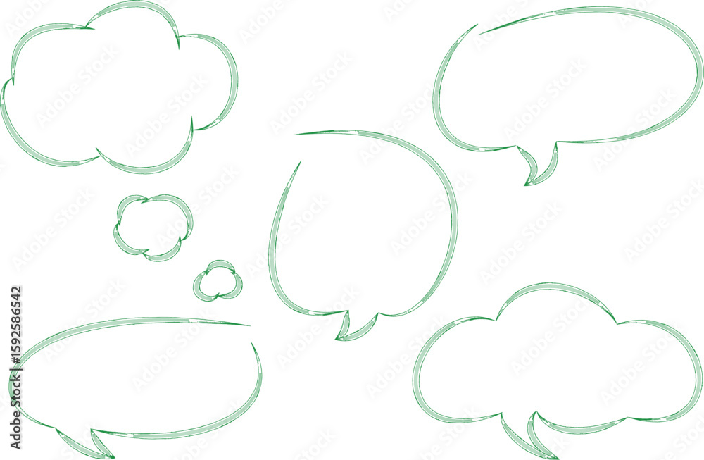 Fototapeta premium light green colorful art line different speech bubbles set