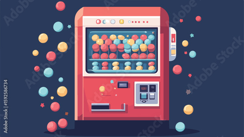 Vintage Gum Candy Machine Vector Illustration