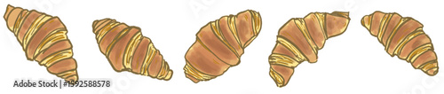 Delightful Rustic Hand-Drawn Golden Flaky Croissant Illustration