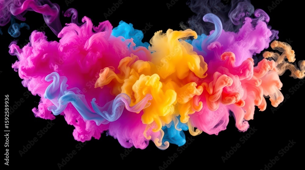 Obraz premium Vibrant Smoke Art on Black Background