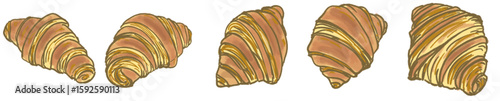 Delightful Rustic Hand-Drawn Golden Flaky Croissant Illustration