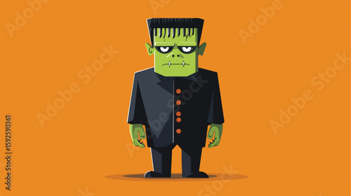 Frankenstein Costume Flat Vector Illustration