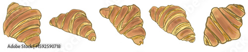 Delightful Rustic Hand-Drawn Golden Flaky Croissant Illustration