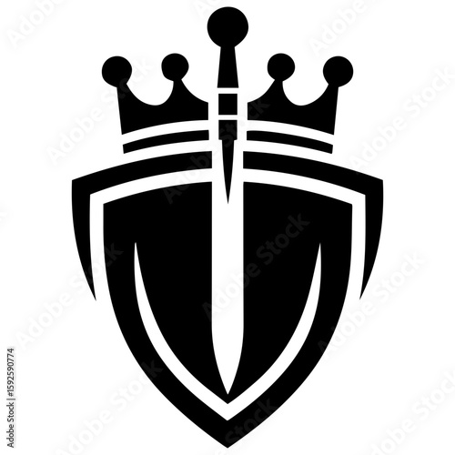 Victory symbol for a gaming team featuring a protective shield and an offensive sword