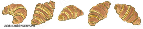 Delightful Rustic Hand-Drawn Golden Flaky Croissant Illustration