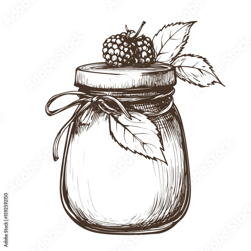 Hand Drawn Berry Jam Glass Jar