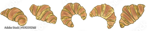 Delightful Rustic Hand-Drawn Golden Flaky Croissant Illustration
