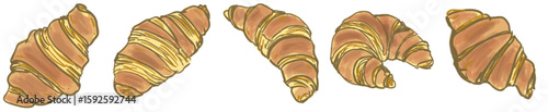 Delightful Rustic Hand-Drawn Golden Flaky Croissant Illustration