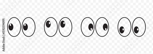 Cartoon Doodle Emoticon Kawaii Faces and Eyes Icon Logo Collection. Set Googly Wiggle Crazy Eyes Eyeballs Looking Down Up Right Left Silly Cute Funny Fun Cartoon vector. Cartoon eyes. EPS 10.