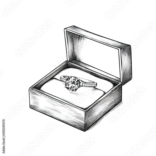 Hand Drawn Ring Gift Box Sketch