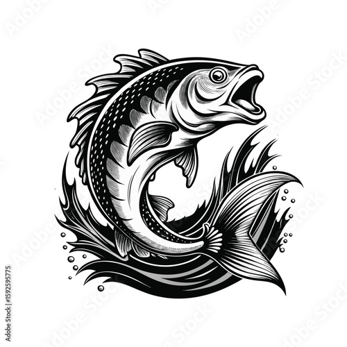 Realistic black and white vector illustration of a subject