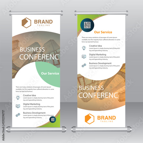 modern corporate roll-up stand banner layout for company promotion